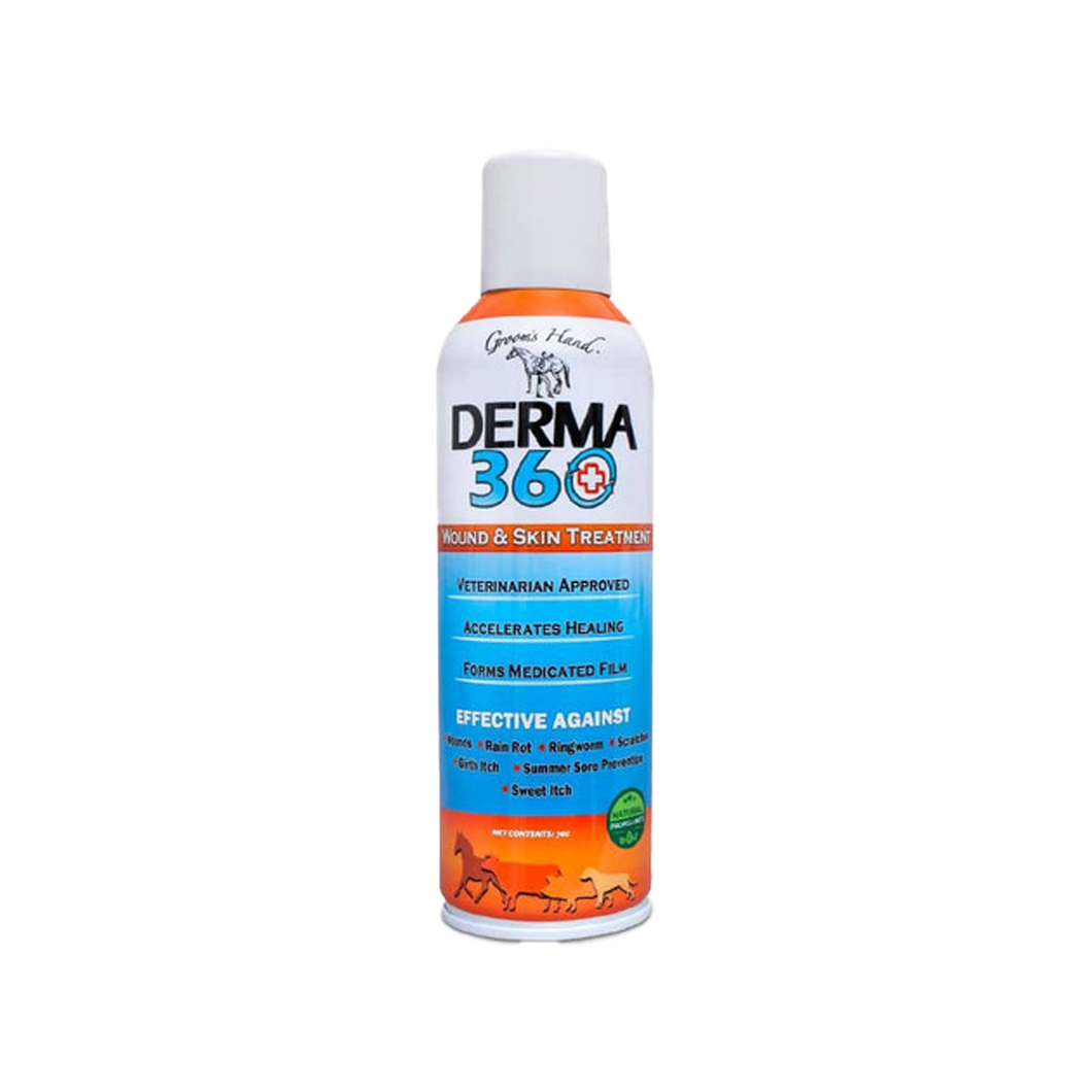 Derma360® Wound Treatment es un innovador spray en aerosol diseñado para acelerar la sanación de heridas y afecciones cutáneas en animales.