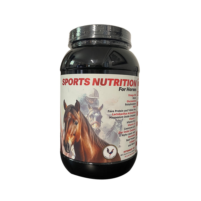 Sports Nutrition for Horses es un suplemento premium diseñado para brindar apoyo completo al rendimiento, la recuperación y la salud general de tu caballo. 